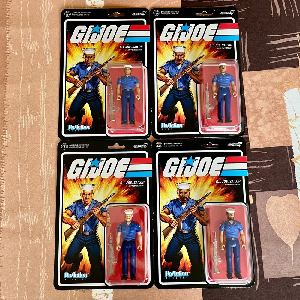 Super7 GI Joe Navy Serviceman (Shaven,Brown & Blonde Moustache & Brown Beard)